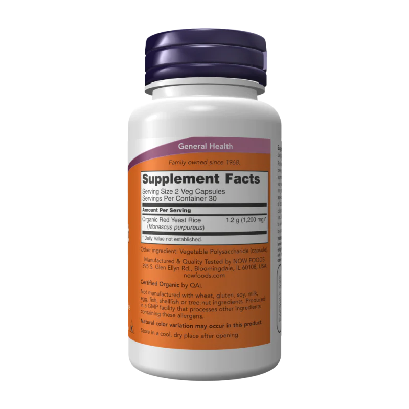 NOW Red Yeast Rice 600 мг 60 растителни капсули