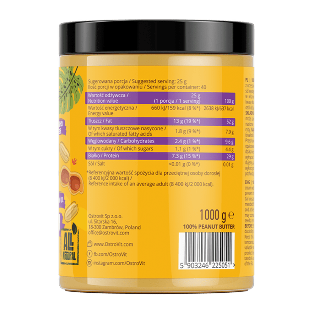OSTROVIT 100% Peanut Butter Crunchy 1000 г