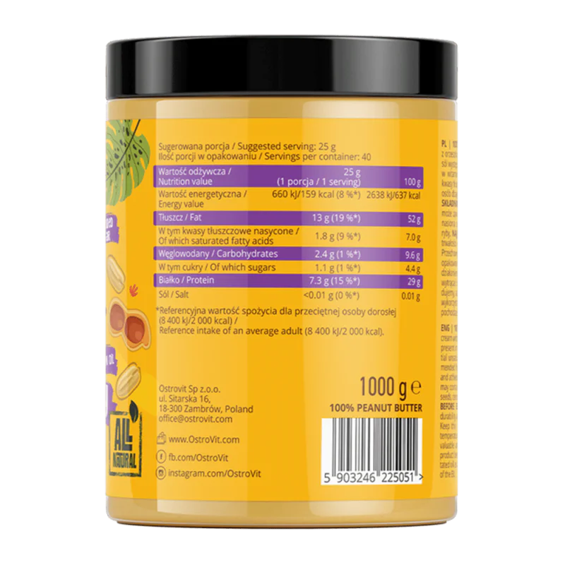 OSTROVIT 100% Peanut Butter Crunchy 1000 г