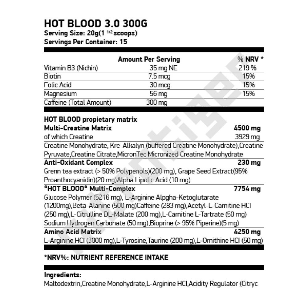 SCITEC Hot Blood 3.0 300 гр