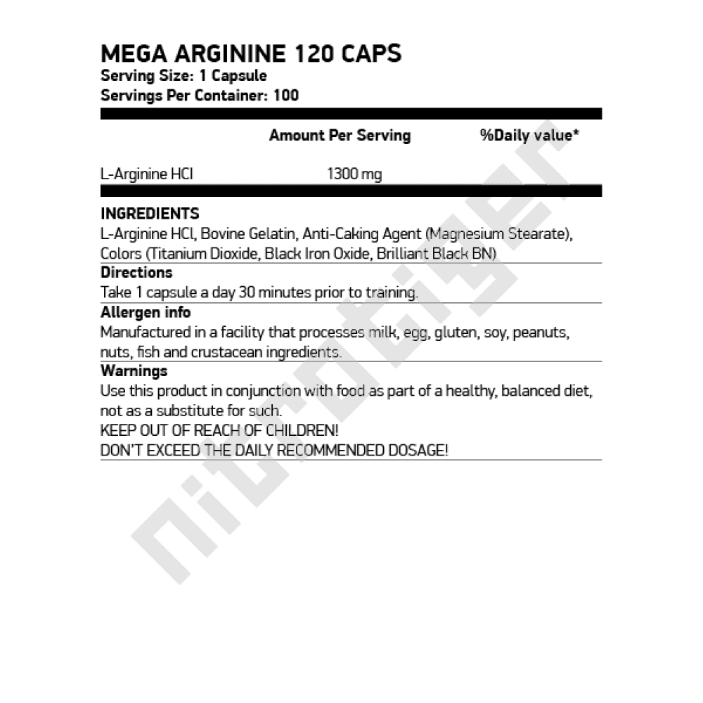 SCITEC Mega Arginine 120 капсули