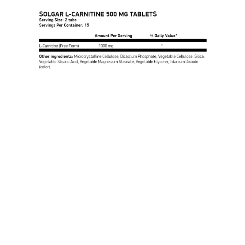 SOLGAR L-Carnitine 500 мг 30 таблетки