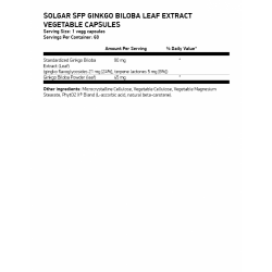 SOLGAR SFP Ginkgo Biloba Leaf Extract 60 растителни капсули