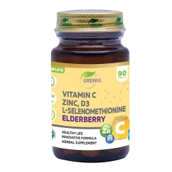 GREWIA Vitamin C, Zinc, D3, L-Selenomethionine Elderberry 90 таблетки